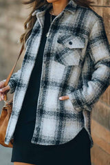 Loose Pocket Checked Shirt Tops