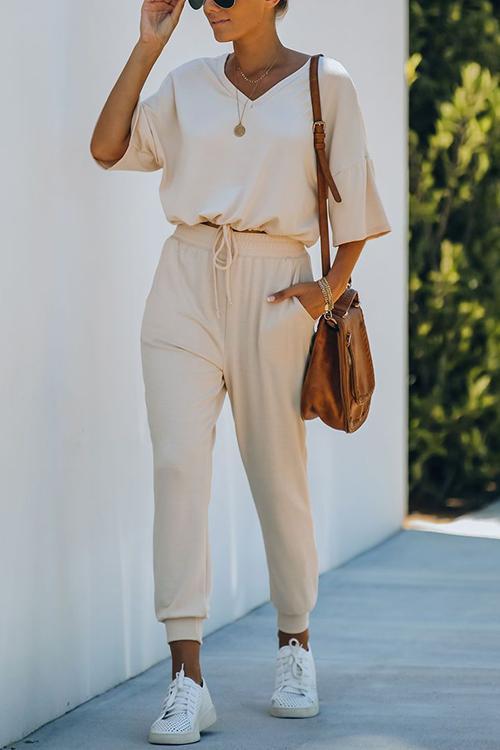 V Neck Loose T Shirt Pants Set