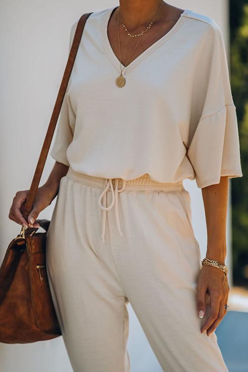 V Neck Loose T Shirt Pants Set