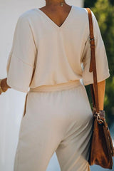 V Neck Loose T Shirt Pants Set