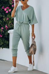V Neck Loose T Shirt Pants Set