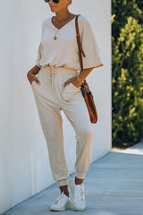 V Neck Loose T Shirt Pants Set