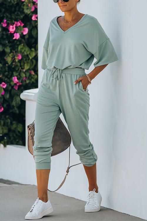 V Neck Loose T Shirt Pants Set