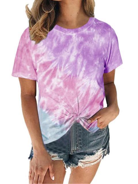 Tie-dye Printed Knot Twist Tops