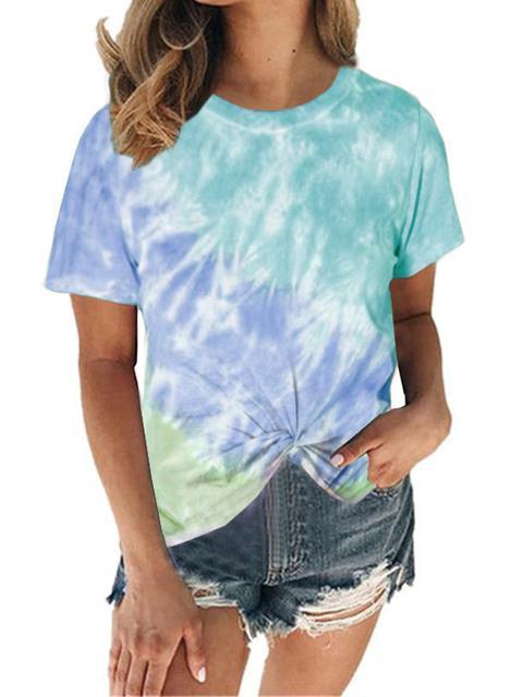 Tie-dye Printed Knot Twist Tops