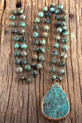 Boho Necklace, Blue Turquoise Breads