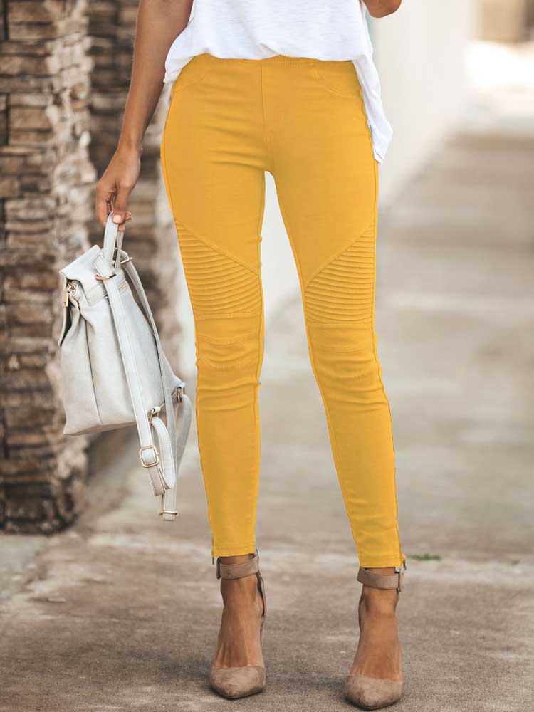 High Waisted Chic Elegant Solid Color Workwear Trouser Pants