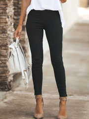 High Waisted Chic Elegant Solid Color Workwear Trouser Pants