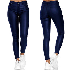 High Waist Long Sexy Stretch Bodycon PU Leather Trouser Pants