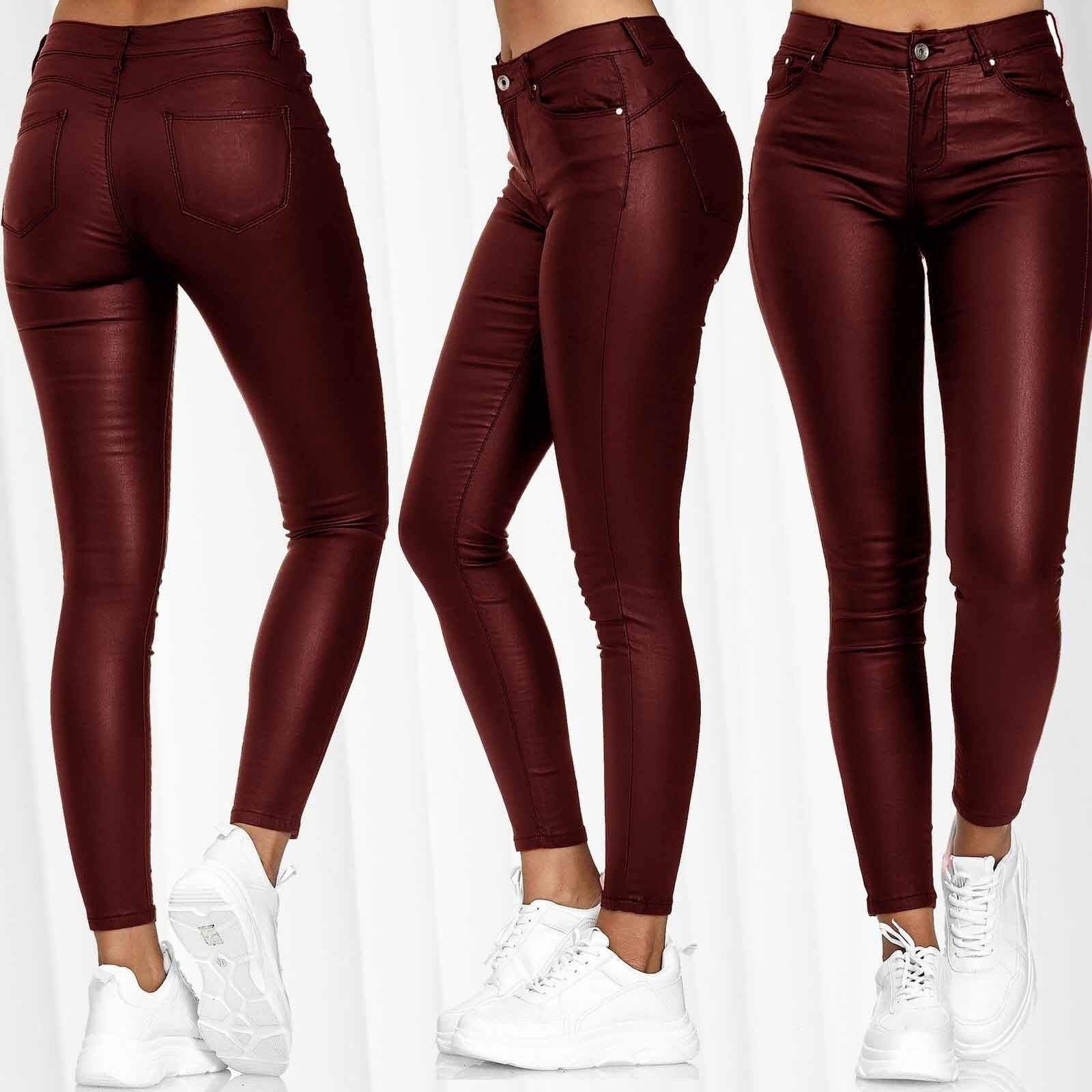 High Waist Long Sexy Stretch Bodycon PU Leather Trouser Pants