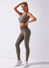 Leopard High Waist Yoga Bra And Pants