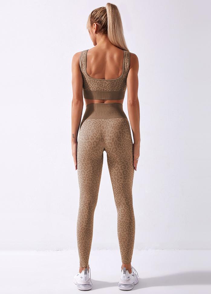 Leopard High Waist Yoga Bra And Pants