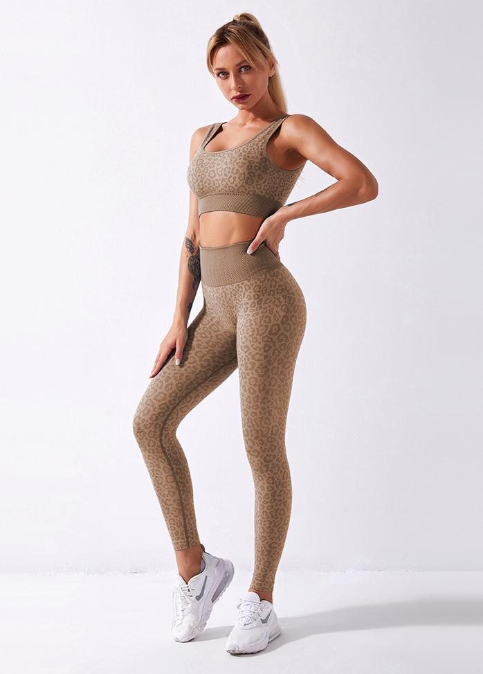 Leopard High Waist Yoga Bra And Pants