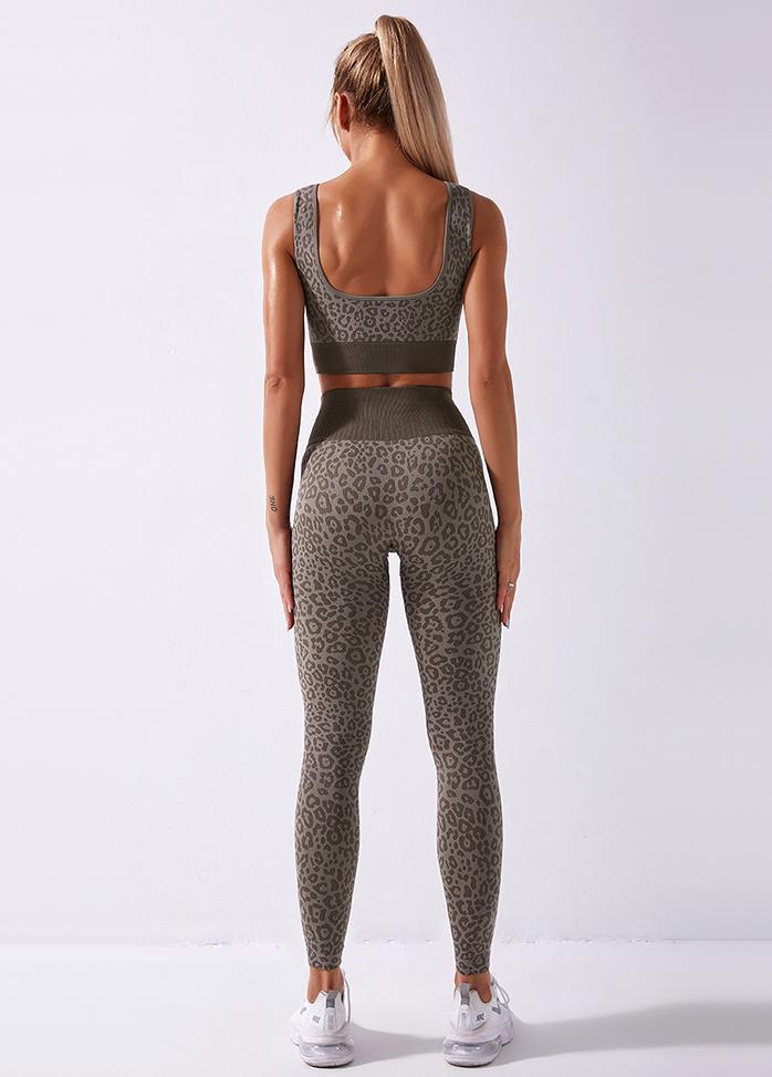 Leopard High Waist Yoga Bra And Pants