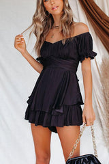Margot Satin Off The Shoulder Romper