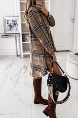 Latice Printed Long Sleeve Casual Mini Dress