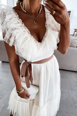 My Dearest Darling Swiss Dot Tiered Midi Dress