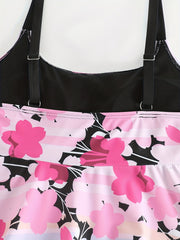 Women's Plus Floral Print Tank Top & Shorts High Stretch Swimsuit