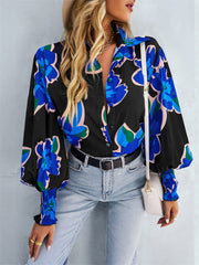 Fashion Commuter Women's Shirts Spring and Summer Long-sleeved POLO Collar Collision Color Temperament Elegant and Versatile Cardigan Blouse