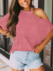 Short-sleeved Spring and Summer New T-shirt Strapless Tops Women's Solid Color S-2XL