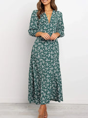 Vintage Ditsy Floral Lantern Long Sleeve Dress