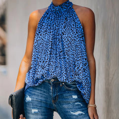 Halter Neck Backless Tops Casual Plus Size Blouse