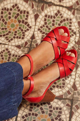 Cross Chunky Heels Sandals