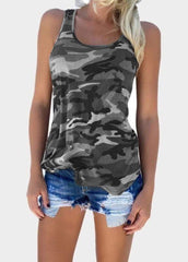 Camouflage Printed Sleeveless Tank Shirt