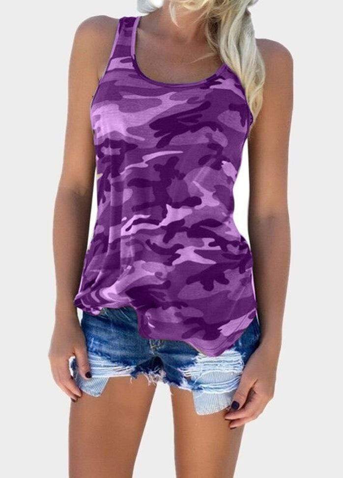 Camouflage Printed Sleeveless Tank Shirt