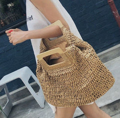 Boho Bag, Woven Straw Handbag, Love Sac