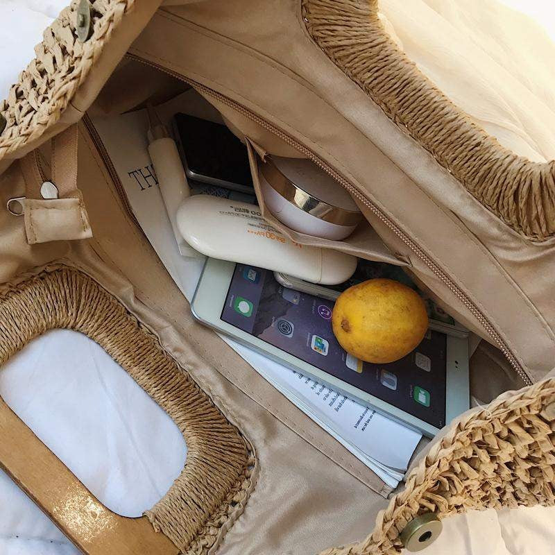 Boho Bag, Woven Straw Handbag, Love Sac