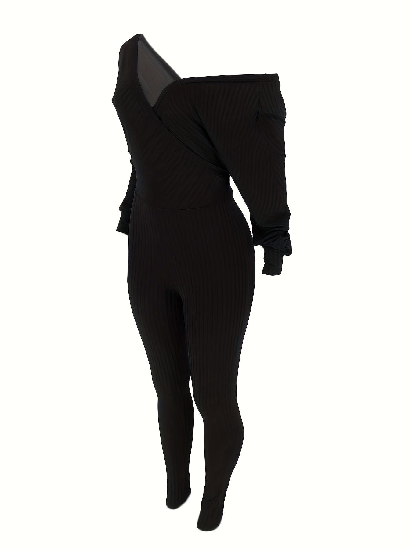 Casual Chic Ribbed Knit Surplice Neck Jumpsuit