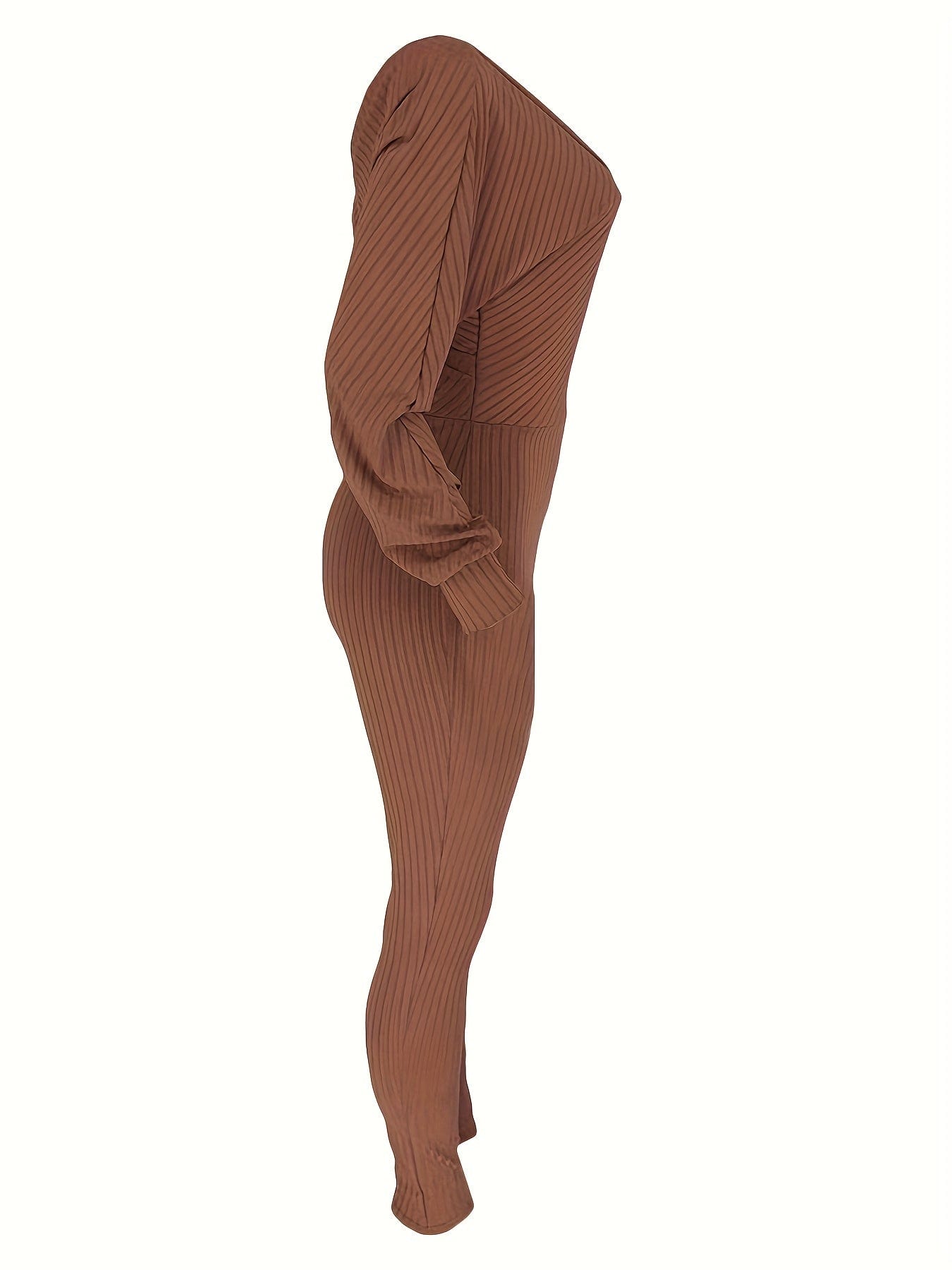 Casual Chic Ribbed Knit Surplice Neck Jumpsuit
