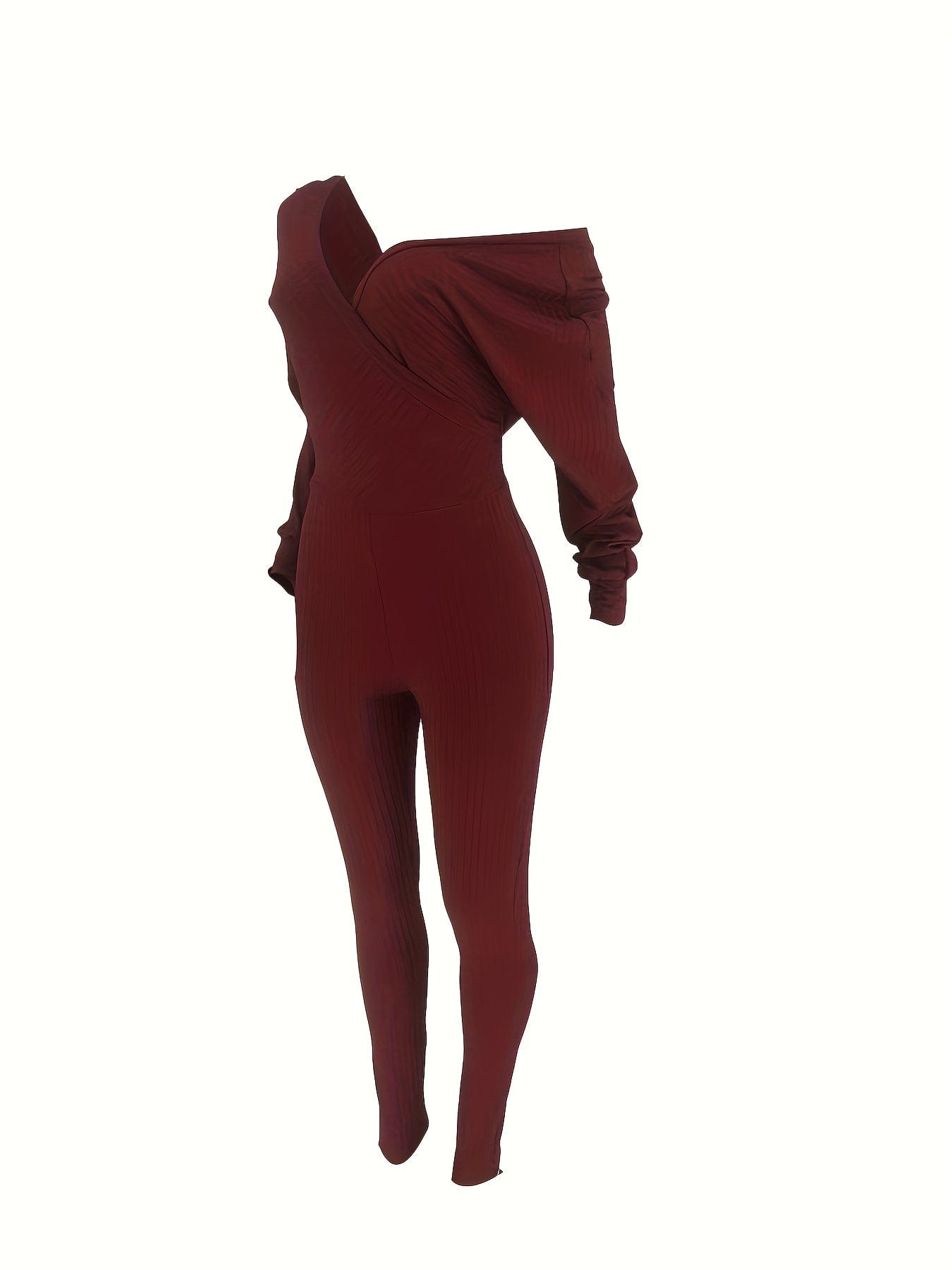 Casual Chic Ribbed Knit Surplice Neck Jumpsuit