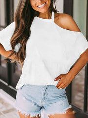 Short-sleeved Spring and Summer New T-shirt Strapless Tops Women's Solid Color S-2XL