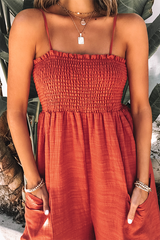 Casual Solid Color Pockets Jumpsuit