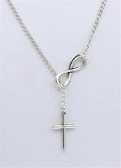 Cross Pendant Infinity Shape Silver Metal Necklace