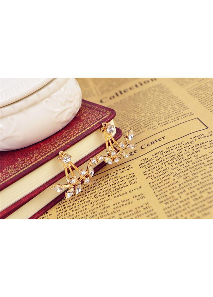 Cutout Design Rhinestone Decorated Metal Earrings