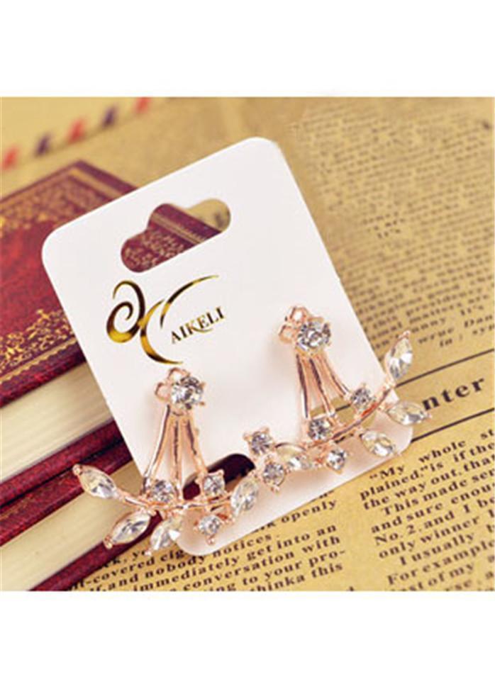Cutout Design Rhinestone Decorated Metal Earrings