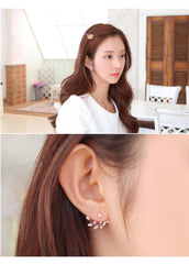 Cutout Design Rhinestone Decorated Metal Earrings