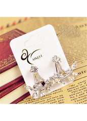 Cutout Design Rhinestone Decorated Metal Earrings