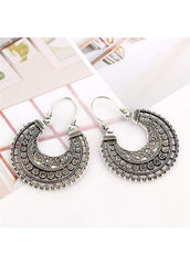 Cutout Silver Metal Moon Shape Earrings
