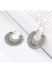 Cutout Silver Metal Moon Shape Earrings