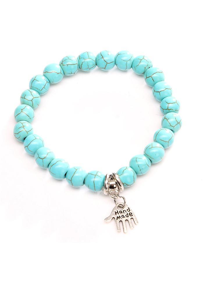 Cyan Bead Decorated Bracelet for Woman