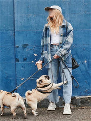 Turn-Down Collar Plaid Print Long Sleeve Overcoat