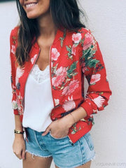 Vintage Print Long Sleeve Short Coat