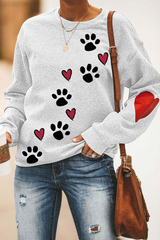 Round Neck Dog Paw Casual Sweatshirt