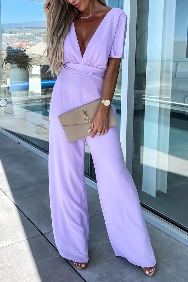 Devoted To You Bell Sleeve High Waist Jumpsuit