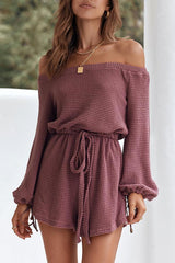 My Oasis Off The Shoulder Waffle Romper