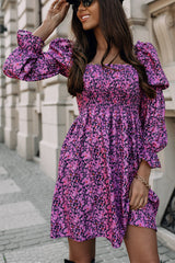 Rosalia Floral Square Neck Smocked Mini Dress